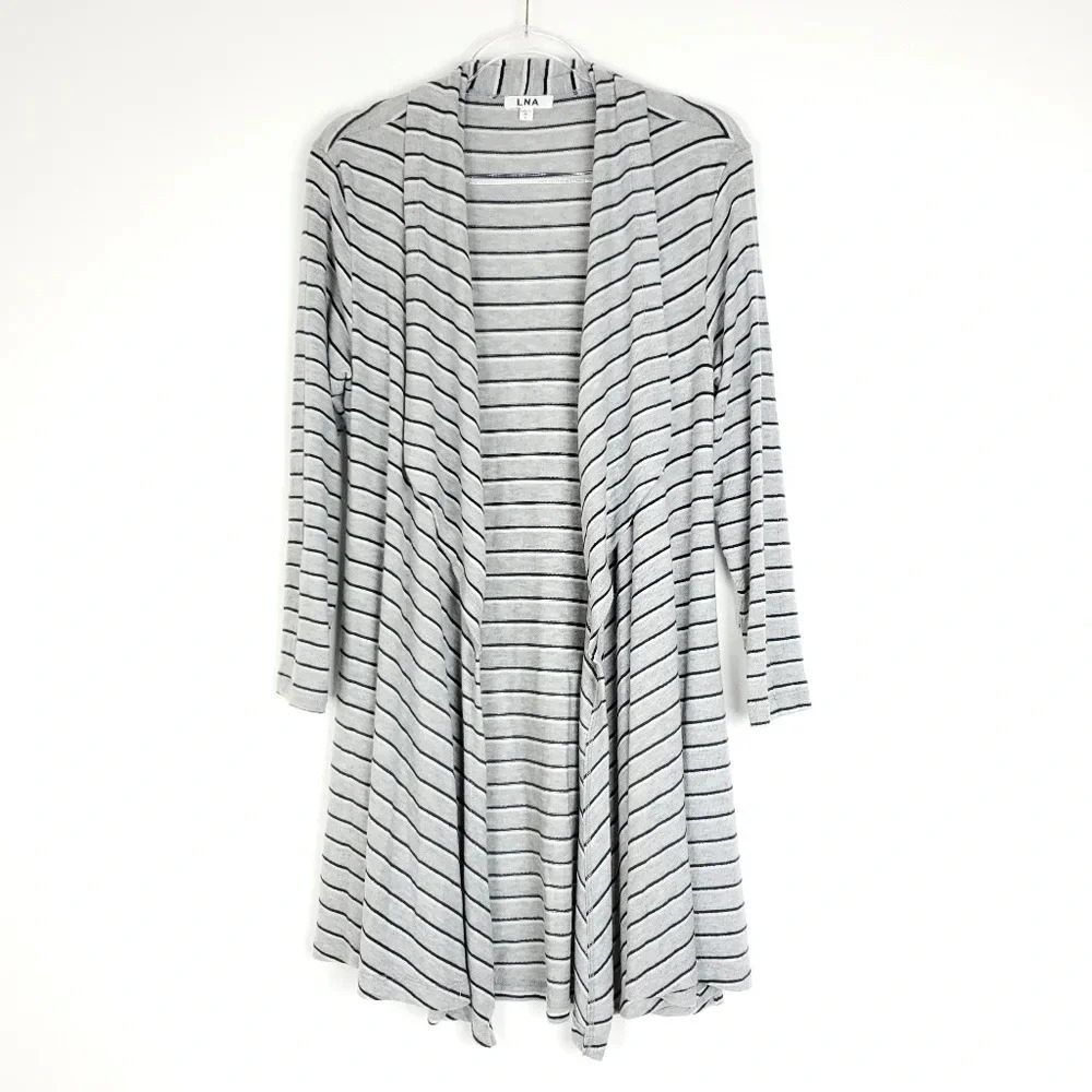 LNA Brushed Divergence Striped Open Front Cardigan S